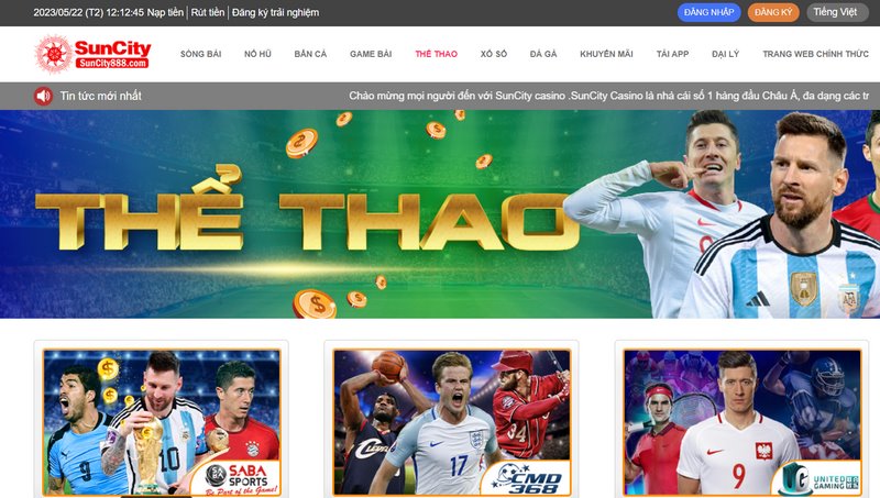 Bước 3: Chọn môn thể thao yêu thích trong website của  SBOBET Suncity